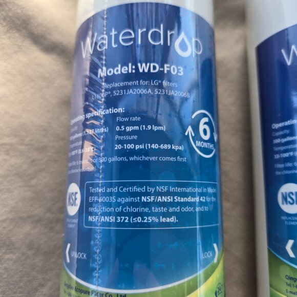New Sealed Two Waterdrop Filters #WD-F03 Quantity 2 - Picture 4 of 9